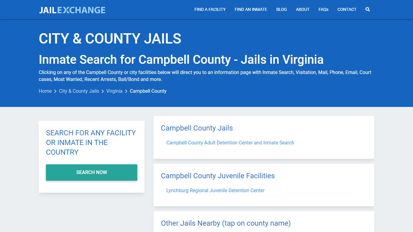 Inmate Search for Campbell County | Jails in Virginia - Jail Exchange